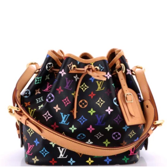 Louis Vuitton Handbags - Rare Louis Vuitton LV Black Petit Noe Multicolor Monogram Bag X Takashi Murakami